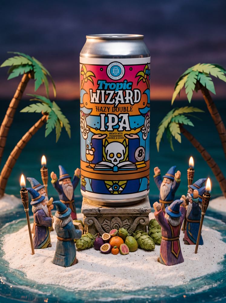 Burlington Beer Co. Tropic Wizard hazy double IPA island diorama