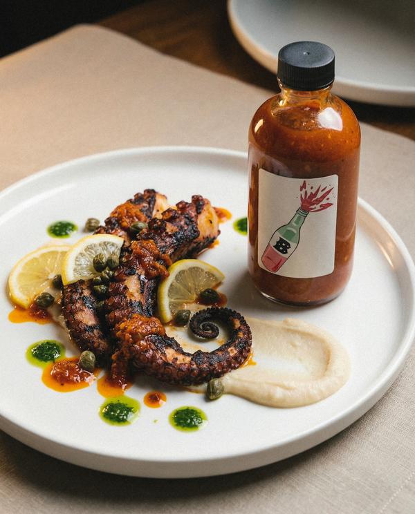 Benito's Hot Sauce grilled octopus editorial