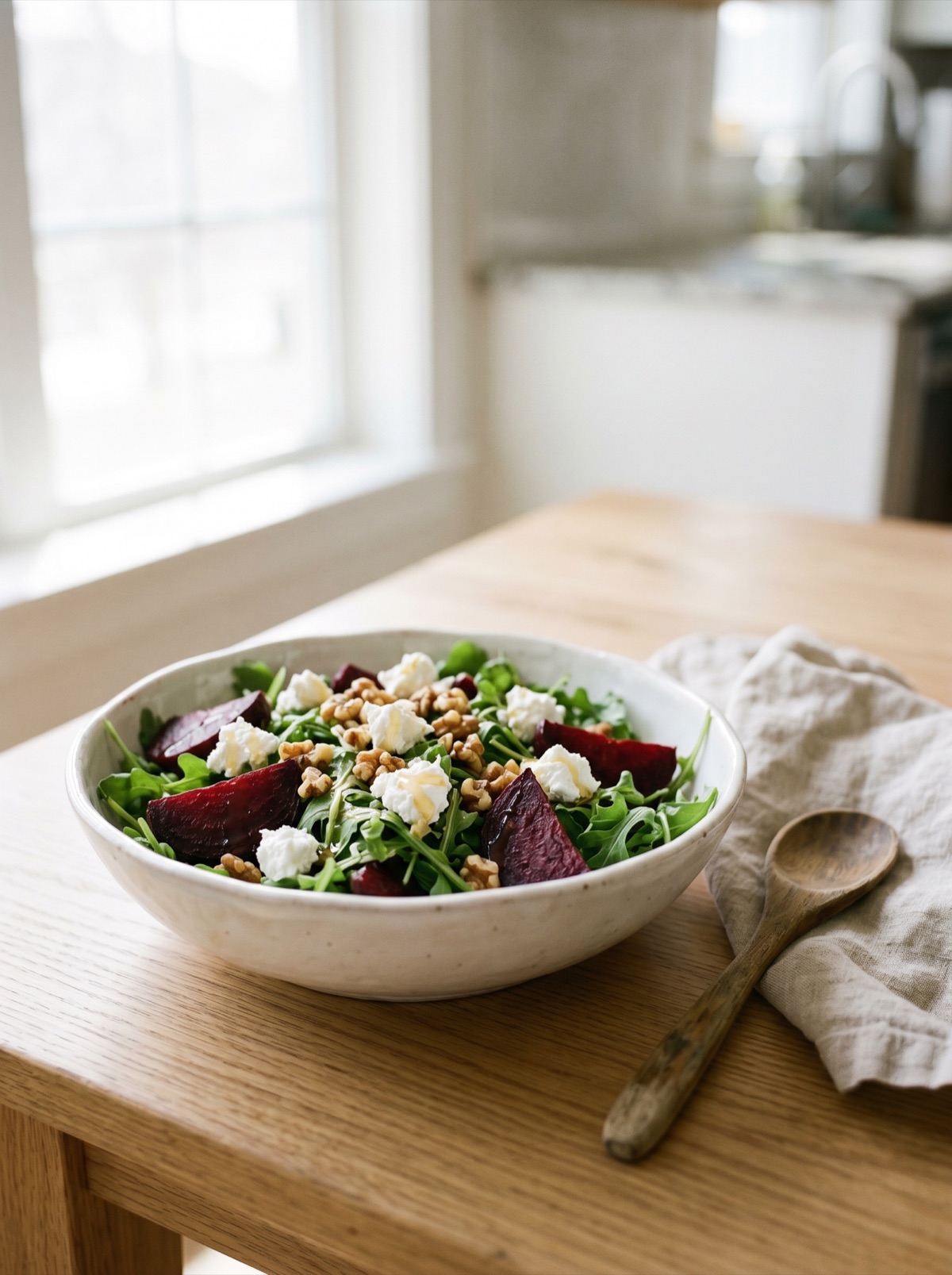 Roasted beet salad with goat cheese and walnuts