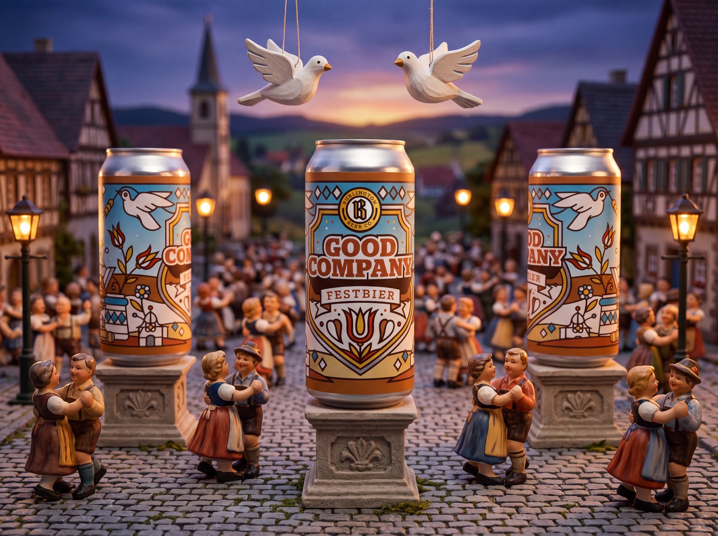 Burlington Beer Co. Good Company Festbier miniature Bavarian village diorama