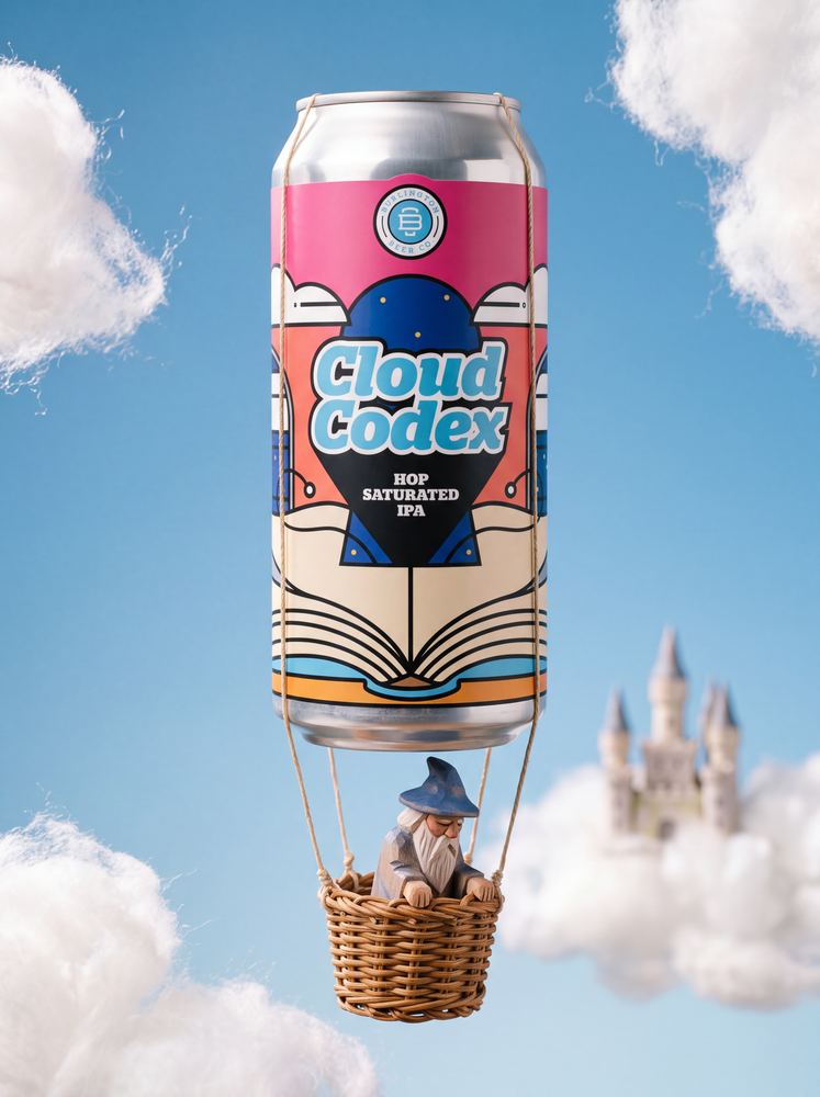 Burlington Beer Co. Cloud Codex hop saturated IPA hot air balloon with wizard
