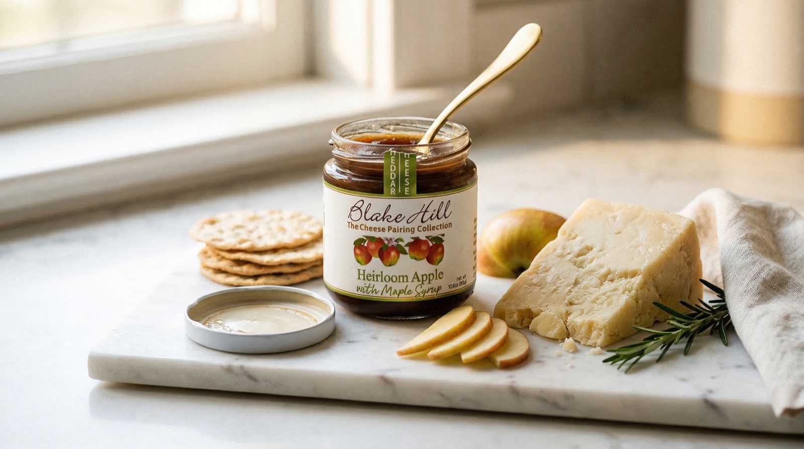 Blake Hill Preserves Heirloom Apple with cheddar cheese pairing