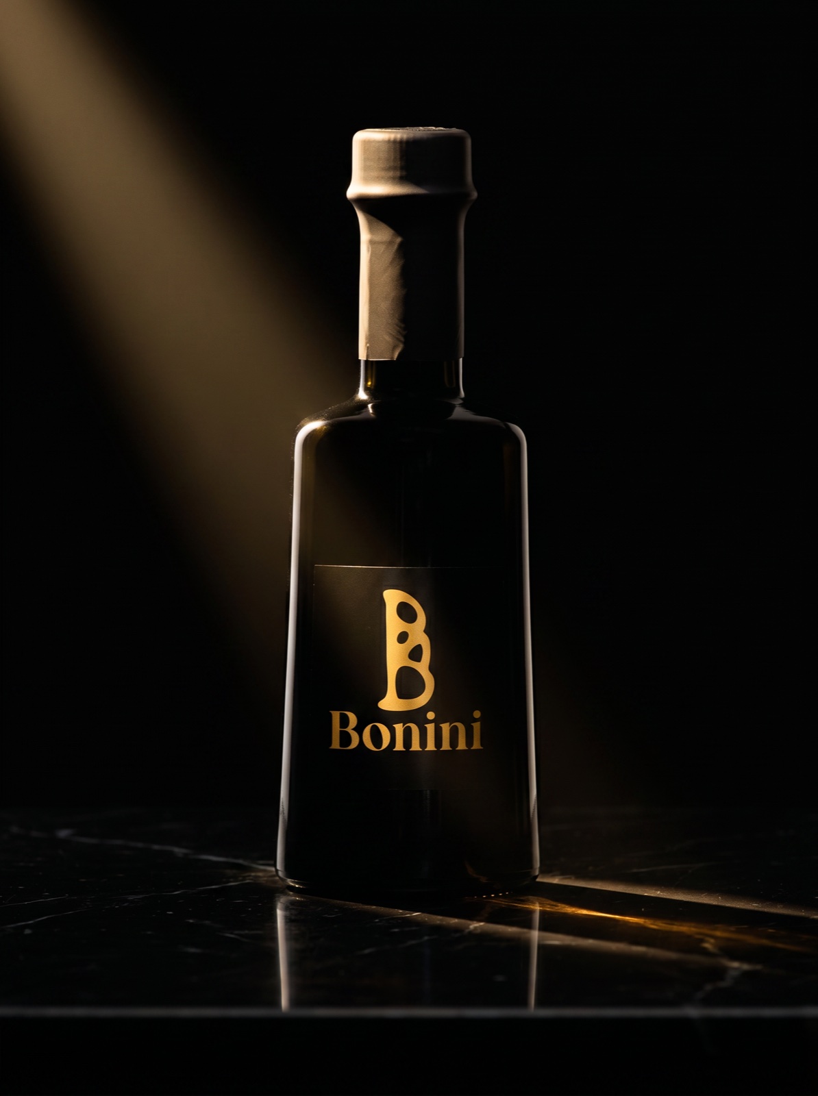 Bonini balsamic vinegar, dramatic studio lighting