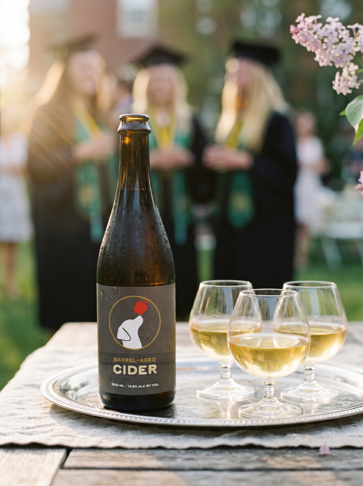 Vermont Cider Lab barrel aged cider at a graduation celebration
