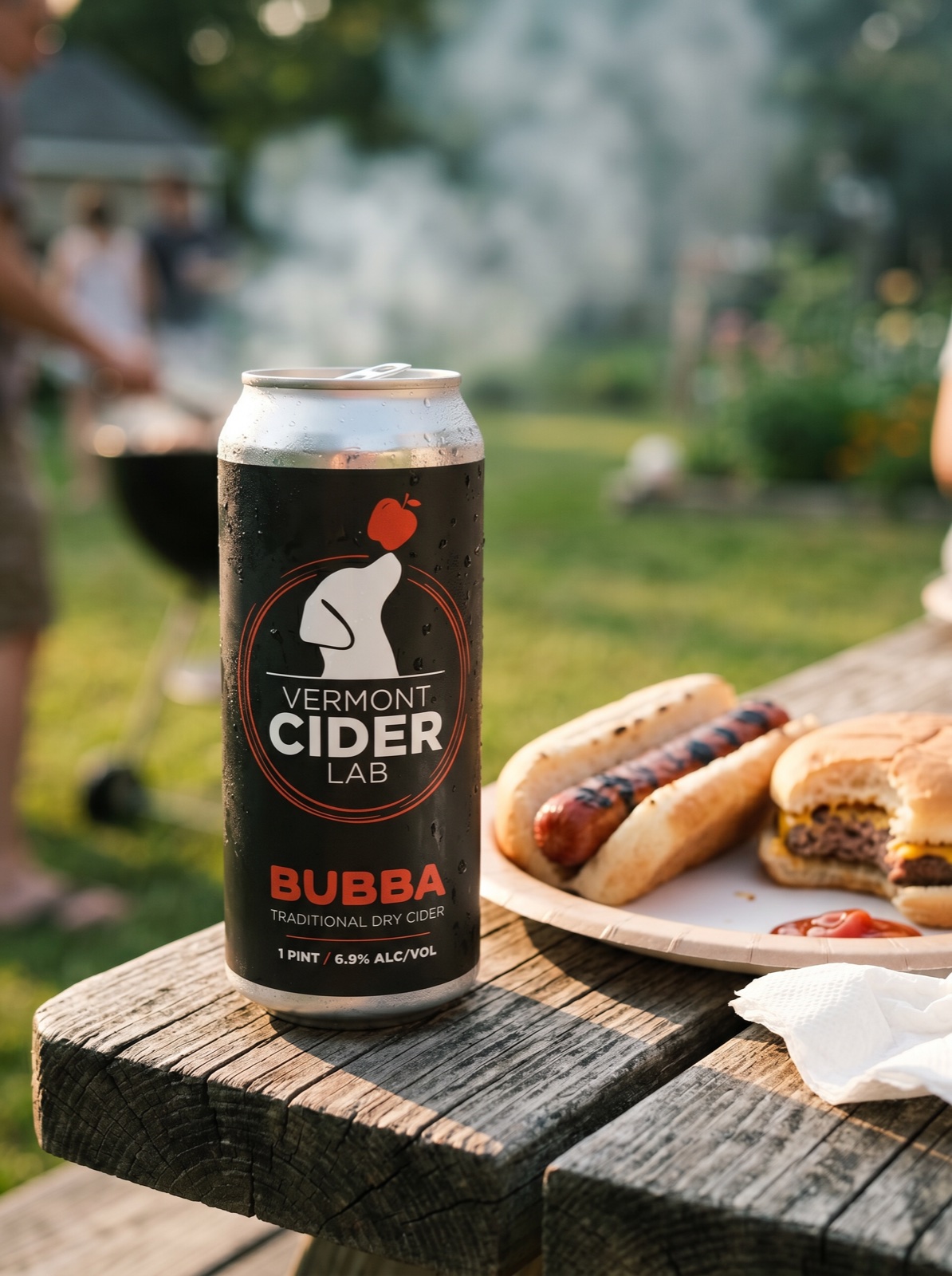 Vermont Cider Lab Bubba cider at a backyard BBQ